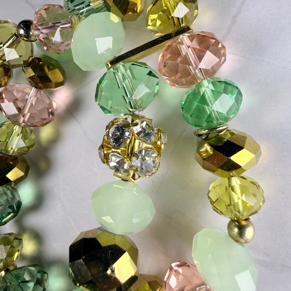 Multi-colored Stretch Crystal and Glass Bracelet - Picture 3 of 6